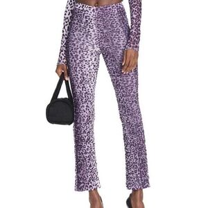 I.AM.GIA Purple Leopard Print Flare Pants
